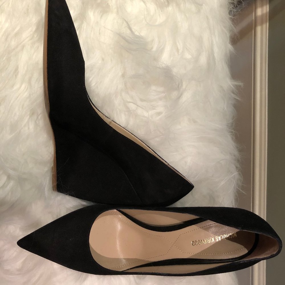 Nicholas Kirkwood Black Suede Wedge Shoes